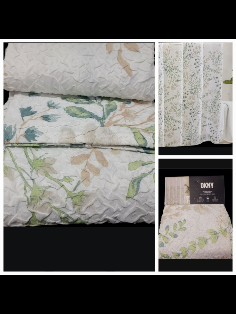 NEW DKNY Annie Floral Microsculpt Fabric Shower Curtain Watercolor Flowers 72x72